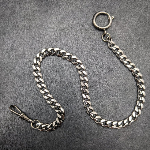 ブラックヘマタイトプレート 引き輪式 アルバートチェーン 喜平リンク