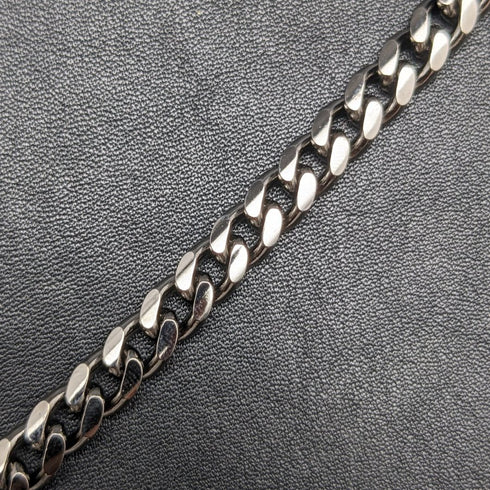 ブラックヘマタイトプレート 引き輪式 アルバートチェーン 喜平リンク