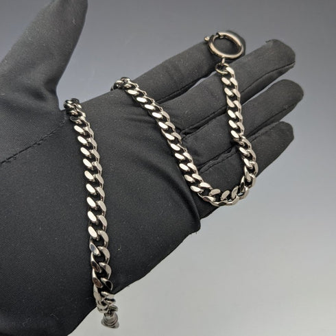 ブラックヘマタイトプレート 引き輪式 アルバートチェーン 喜平リンク