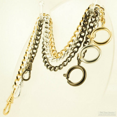 スターリングシルバープレート 引き輪式 アルバートチェーン 喜平リンク