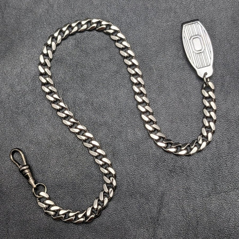 ブラックヘマタイトプレート クリップ式 アルバートチェーン 喜平リンク