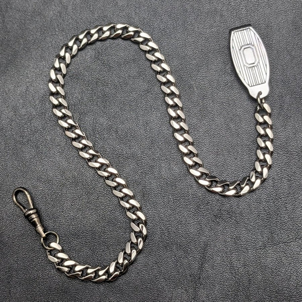 ブラックヘマタイトプレート クリップ式 アルバートチェーン 喜平リンク