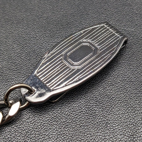 ブラックヘマタイトプレート クリップ式 アルバートチェーン 喜平リンク