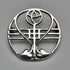 Vintage Sterling Silver Mackintosh Rose Art Nouveau Round Brooch