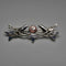 Vintage Pure Silver Enamel Brooch: Mackintosh Rose and Pair of Birds