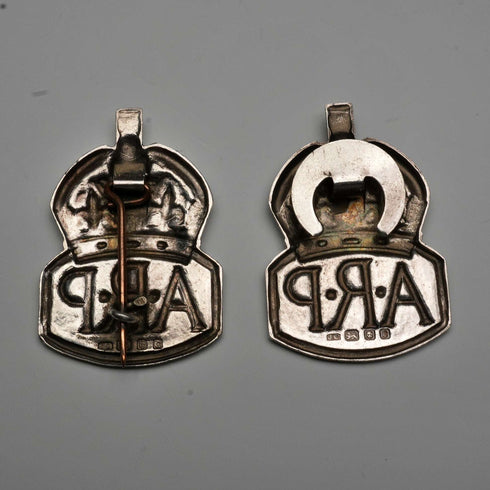 1938年 英國復古純銀製 ARP(空襲警報員)一對徽章 英國皇家鑄幣廠