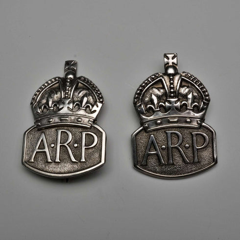 1938年 英國復古純銀製 ARP(空襲警報員)一對徽章 英國皇家鑄幣廠