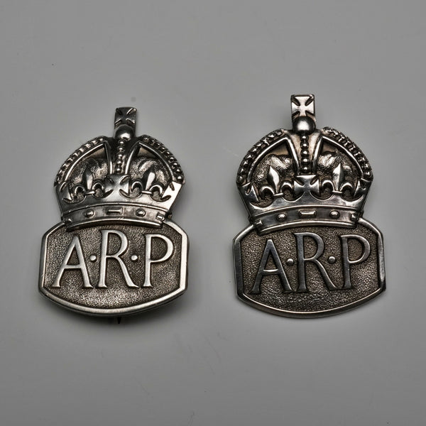 1938年 英國復古純銀製 ARP(空襲警報員)一對徽章 英國皇家鑄幣廠