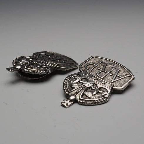 1938 British Vintage Sterling Silver ARP Warden Badge Pair by Royal Mint