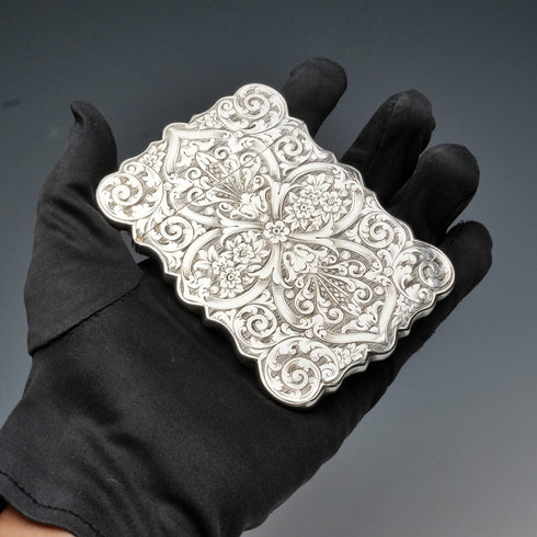 1856年 英國古董純銀名片盒 59克 Hilliard&Thomason