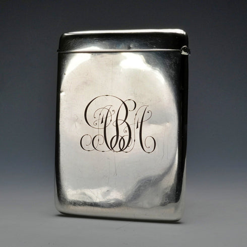 1906年 英國古董 純銀製 天使裝飾 卡片盒 68g William Neale