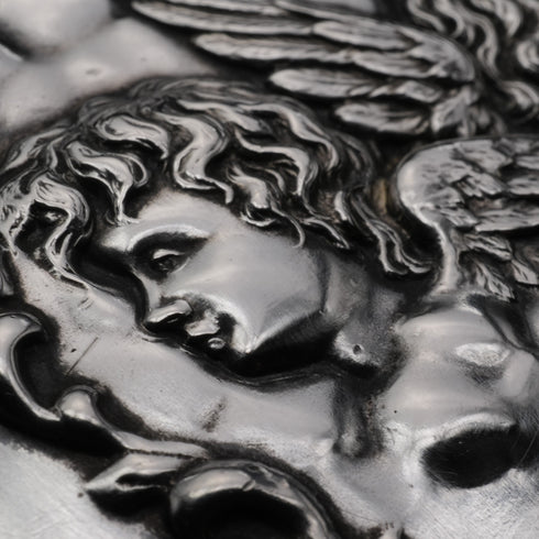 1906年 英國古董 純銀製 天使裝飾 卡片盒 68g William Neale