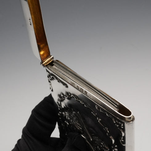 1906年 英國古董 純銀製 天使裝飾 卡片盒 68g William Neale