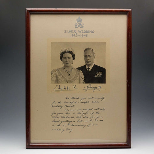 1948年 英国王室 ジョージ6世夫妻 銀婚式記念 額装フォトメッセージ