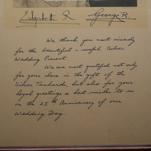 1948 British Royal Family King George VI and Queen Elizabeth Silver Wedding Anniversary Framed Photo Message