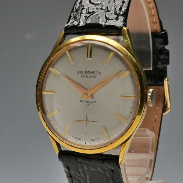 British Vintage J.W.Benson Men's Mechanical Watch Alloy Case 17 Jewels Good Working Order