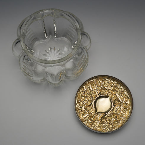 1903年 英国アンティーク 純銀蓋 カットガラスジャー King&Sons