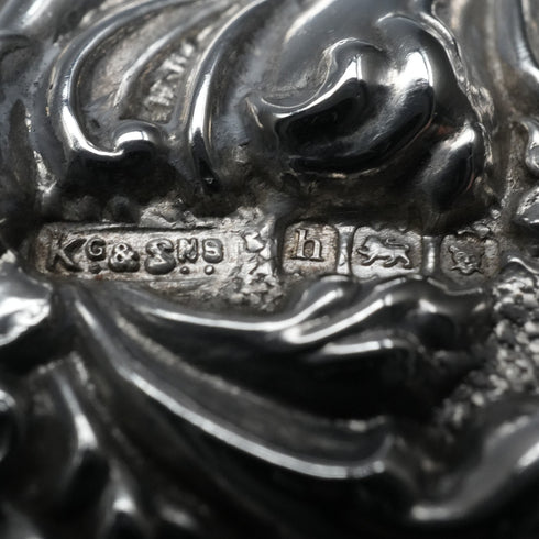 1903年 英国アンティーク 純銀蓋 カットガラスジャー King&Sons