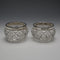 1916 English Antique Sterling Silver Mounted Cut Glass Salt Dishes Pair by James Deakin&Sons