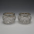 1916 English Antique Sterling Silver Mounted Cut Glass Salt Dishes Pair by James Deakin&Sons