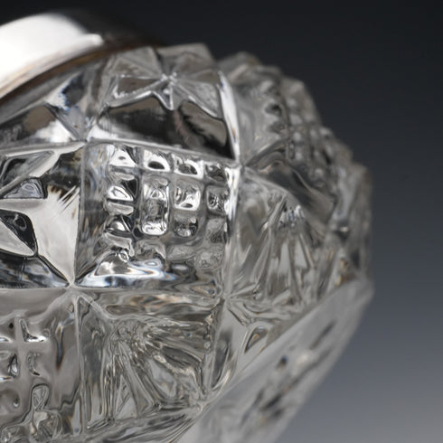 1916 English Antique Sterling Silver Mounted Cut Glass Salt Dishes Pair by James Deakin&Sons