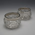 1916 English Antique Sterling Silver Mounted Cut Glass Salt Dishes Pair by James Deakin&Sons