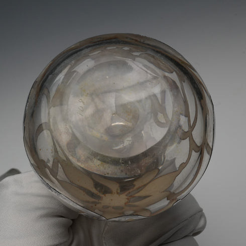 米国ヴィンテージ アール・ヌーヴォー シルバーオーバーレイ ガラス パフュームボトル 香水瓶