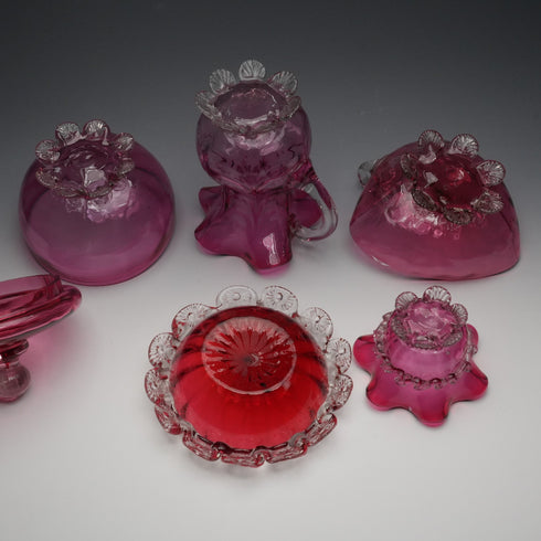 英國復古蔓越莓玻璃 5件套組