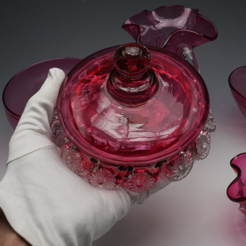 英國復古蔓越莓玻璃 5件套組