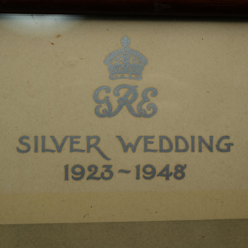 1948 British Royal Family King George VI and Queen Elizabeth Silver Wedding Anniversary Framed Photo Message
