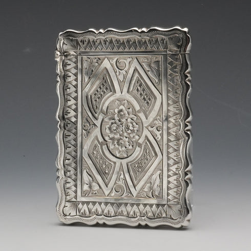 1873 Antique British Sterling Silver Card Case 56g GEORGE UNITE