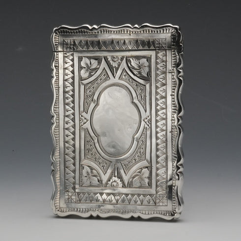 1873 Antique British Sterling Silver Card Case 56g GEORGE UNITE