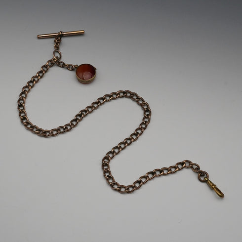 古董包金亞伯特鍊帶墜飾盒