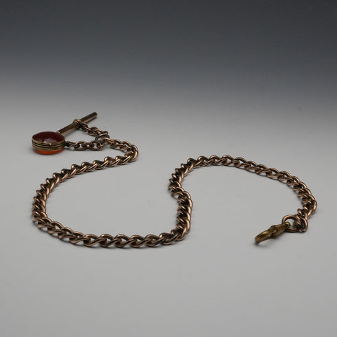 古董包金亞伯特鍊帶墜飾盒