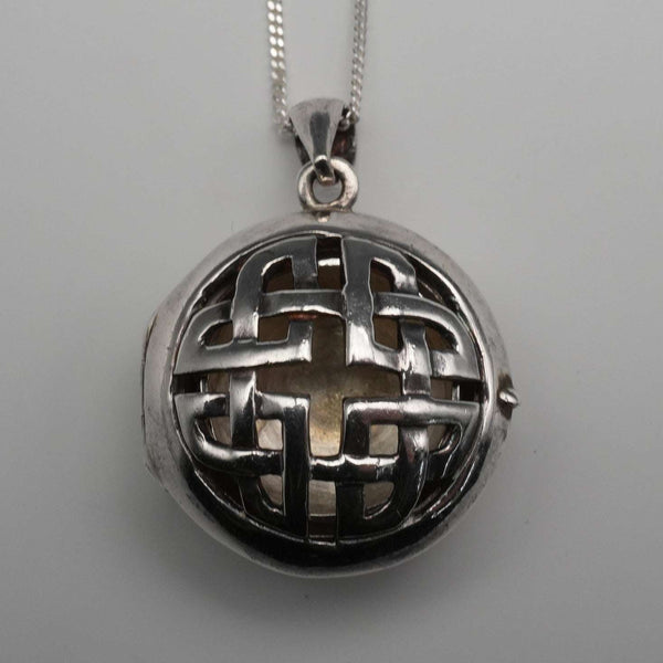 English Vintage Sterling Silver Locket Pendant with Sterling Silver Chain