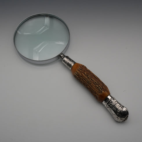 英国アンティーク 純銀装飾アントラーハンドル ルーペ 拡大鏡 Walker&Hall