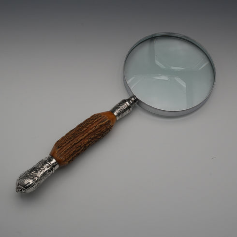 英国アンティーク 純銀装飾アントラーハンドル ルーペ 拡大鏡 Walker&Hall