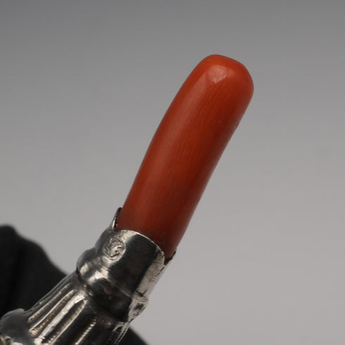 1890年 英国アンティーク 純銀製 「コーラル&ベル」 ベビーラトル George Unite