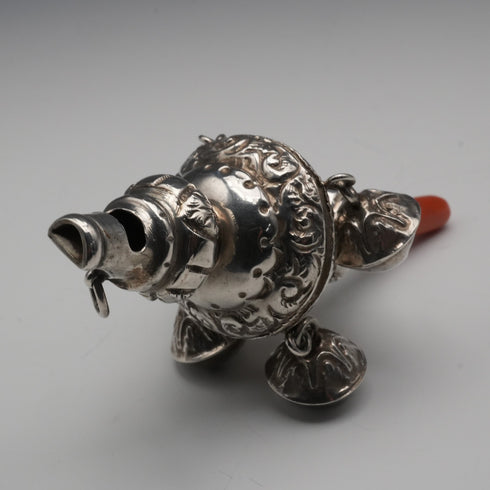 1890年 英国アンティーク 純銀製 「コーラル&ベル」 ベビーラトル George Unite