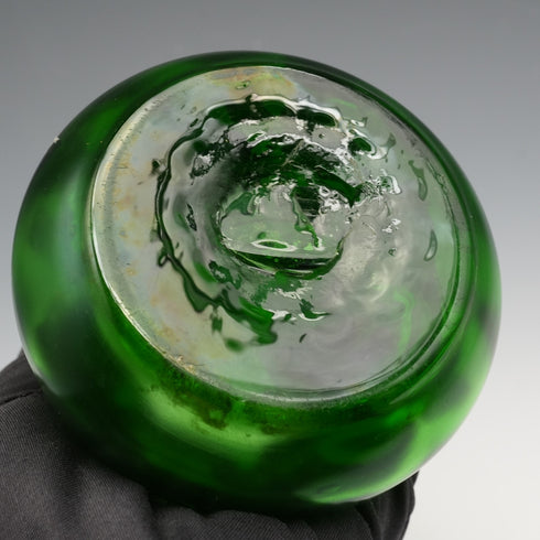 英國復古維多利亞風格琺瑯彩繪綠色玻璃花瓶