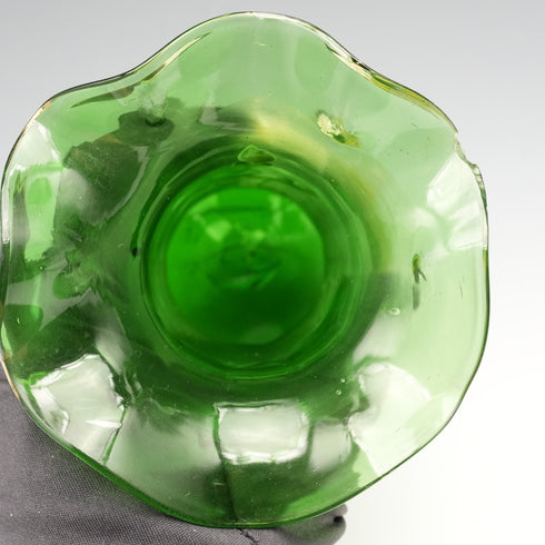 英國復古維多利亞風格琺瑯彩繪綠色玻璃花瓶