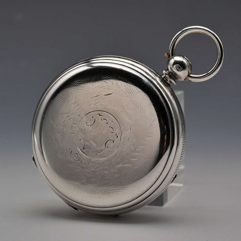 1880 British Antique Ornate Dial Key-Wind Silver Pocket Watch Working (No Hands - Junk)