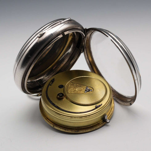 1880 British Antique Ornate Dial Key-Wind Silver Pocket Watch Working (No Hands - Junk)