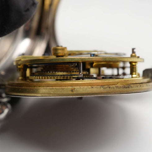 1880 British Antique Ornate Dial Key-Wind Silver Pocket Watch Working (No Hands - Junk)