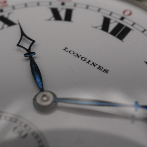 大約1916年 古董浪琴懷錶 薄型鍍銀錶殼 運行良好