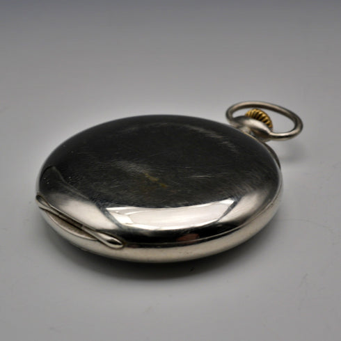 大約1916年 古董浪琴懷錶 薄型鍍銀錶殼 運行良好