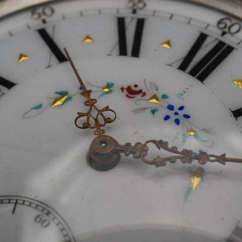 Swiss Antique Goliath Pocket Watch, 63mm Diameter, 800 Silver Case, Good Working Order