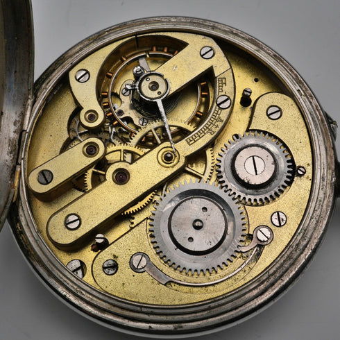 Swiss Antique Goliath Pocket Watch, 63mm Diameter, 800 Silver Case, Good Working Order