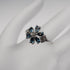 英國復古藍拓帕石花卉純銀戒指(日本戒圍19號)