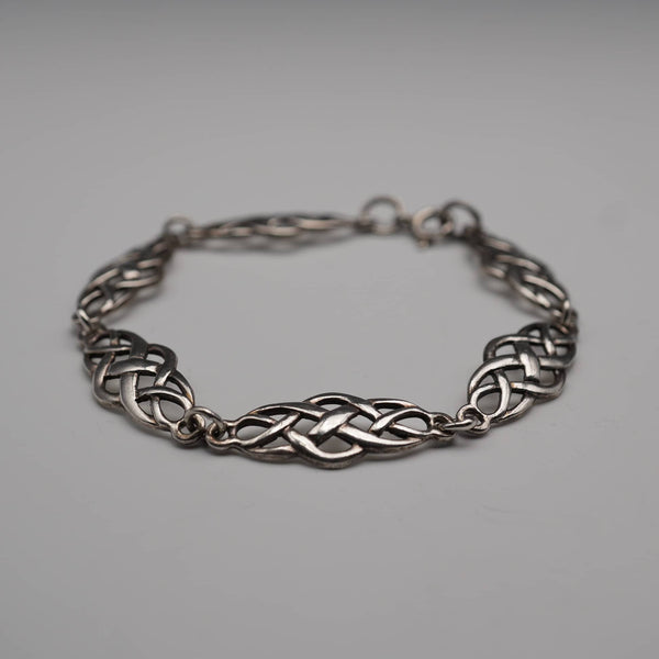 British Vintage Celtic Knot Sterling Silver Bracelet 8.0g